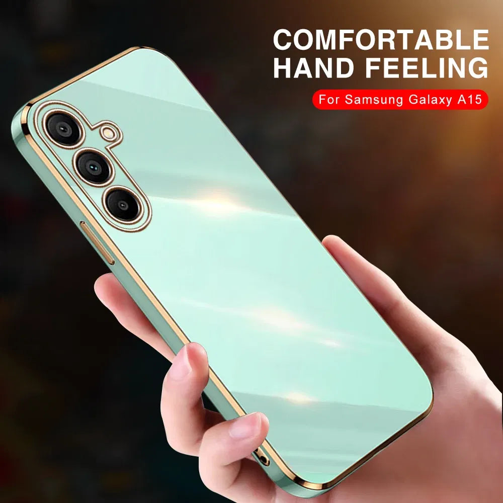 Material: PE, Color: Brown - Luxury Electroplated Cover Case For Samsung Galaxy A15 Silicone Lens Protection Fundas A05s A05 4G A25 A35 A55 5G A 15 25 35 55