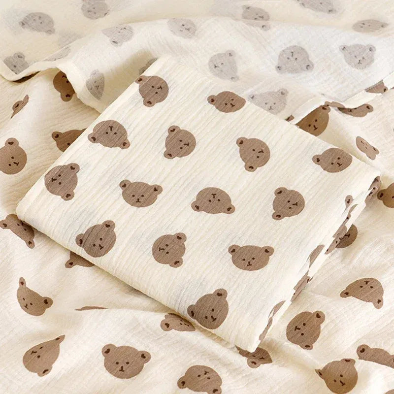 Color: GRAY, Size: Option 1 - Baby Blanket Newborn Muslin Swaddle 2 Layer Cotton Bath Towel Summer Stroller Cover Wrap Gauze Toddler Sleep Blanket Baby Items