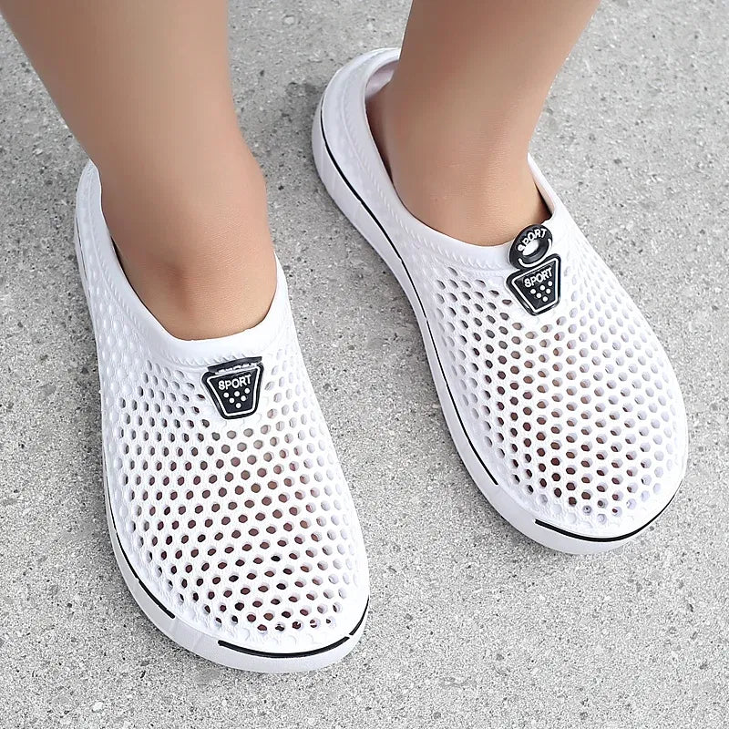 Color: Clear, Shoe Size: 39 - Men Slippers Beach Shoes Unisex Summer Hollow Outdoor Casual Men Beach Sandal Flip Flops Shoes Non-slip Size 36-45 Mens Slippers