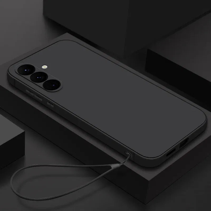 Material: PVC, Color: black - Soft Silicone Lanyard Case For Samsung Galaxy S23 S24 S25 Ultra S23 S24 FE A56 A55 A53 A54 A35 A36 A15 A16 A25 5G Phone Cover