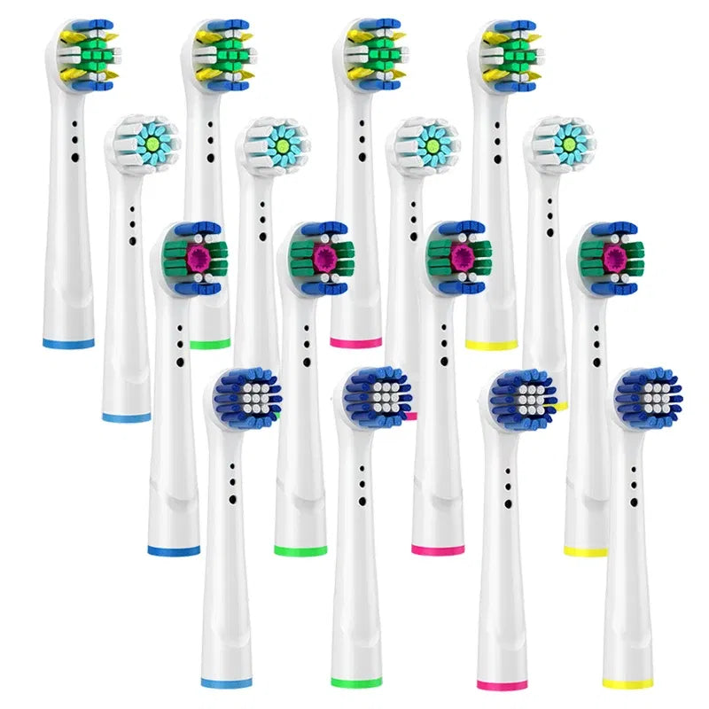 Color: Khaki - Electric Toothbrush Nozzles For Oral B Braun 3D White Floss Action Precision Clean Gum Care Universal Toothbrush Heads for OralB