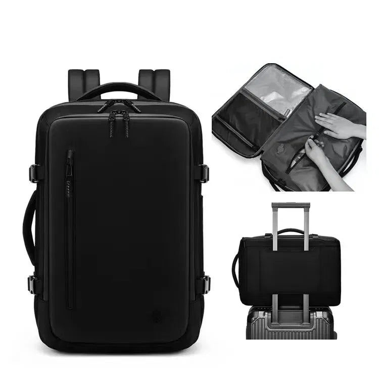 Color: Blue - Airback Vacuum Compression Backpack with Vacuum Pump 60L Expandable Travel Backpack for Men Women Airline Approved Business Bag