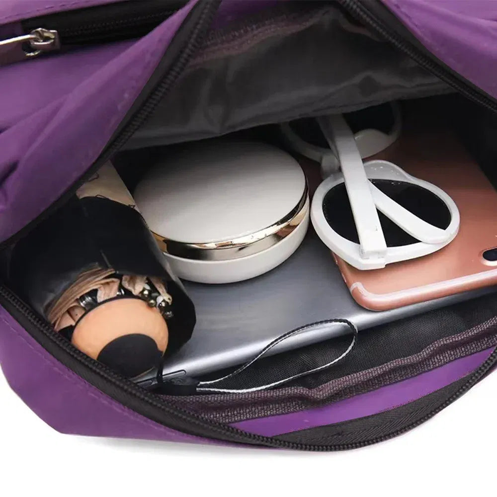 Color: Khaki - Purple One Shoulder Crossbody Bag Portable Commuting Large Capacity Simplicity Storage Bag Garland Letter Series Print Pattern