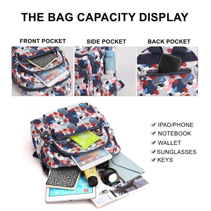 Color: GRAY - Printing Backpack for Women Travel High Capacity Waterproof College Backpack Trendy Women Laptop School Bags Cute Girl