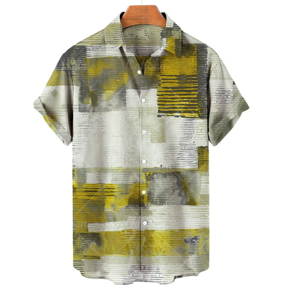 Color: MULTI, Size: M - Men's Hawaiian Shirts Men's Short Sleeved Vintage Shirt Men's Fashionable Summer Beach Tops Loose And Comfortable men's Clothing