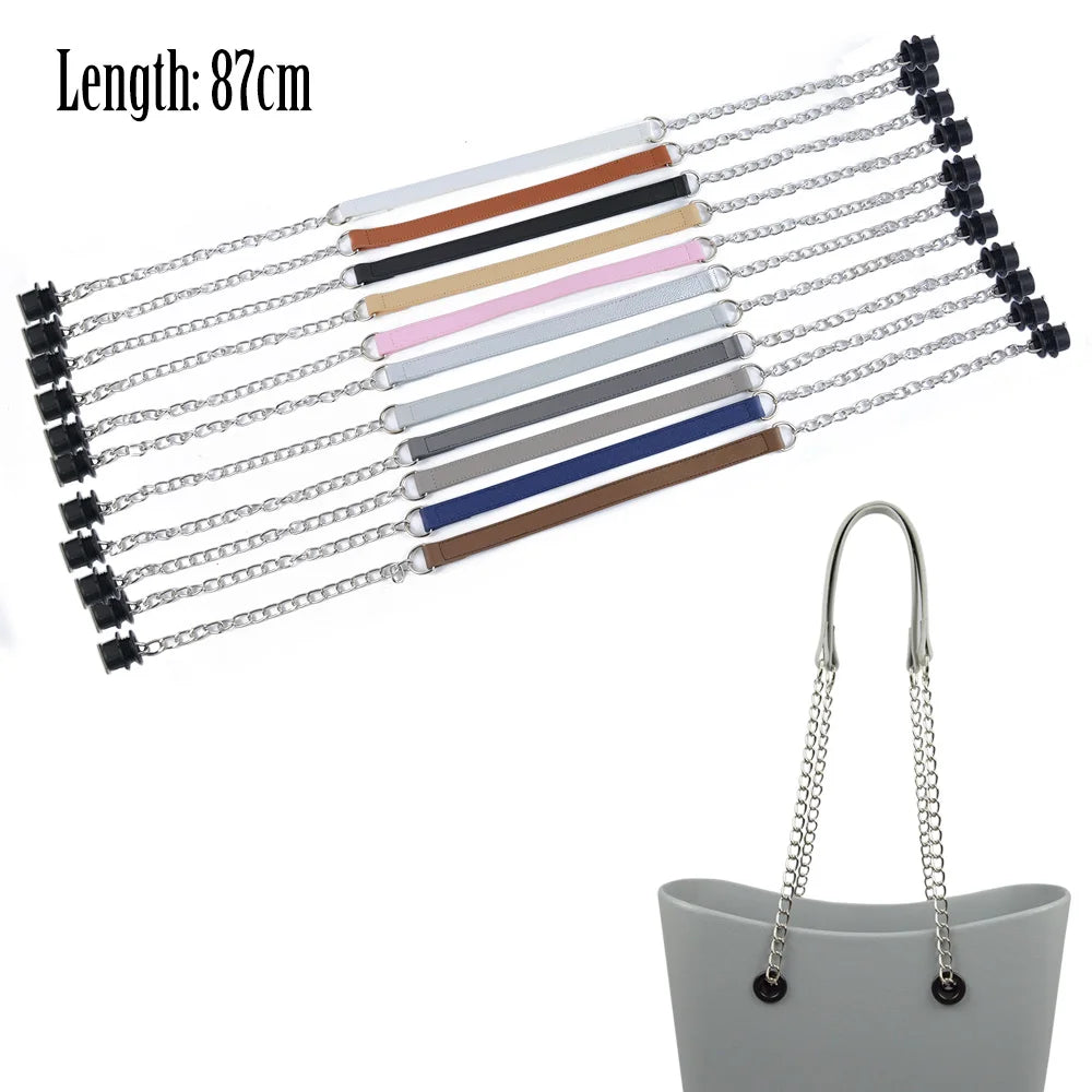 Ships From: CHINA, Color: Silver - New Tanqu 1 Pair Silver Long Thick Single Chain with OT metal buckle Black screws for Obag O bag Handles for Women Bag Handbags