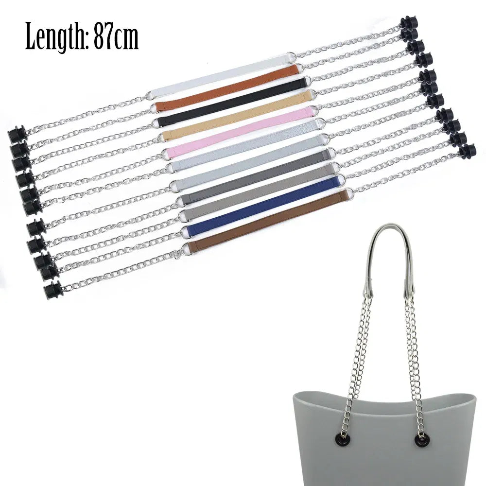 Ships From: CHINA, Color: Silver - New Tanqu 1 Pair Silver Long Thick Single Chain with OT metal buckle Black screws for Obag O bag Handles for Women Bag Handbags