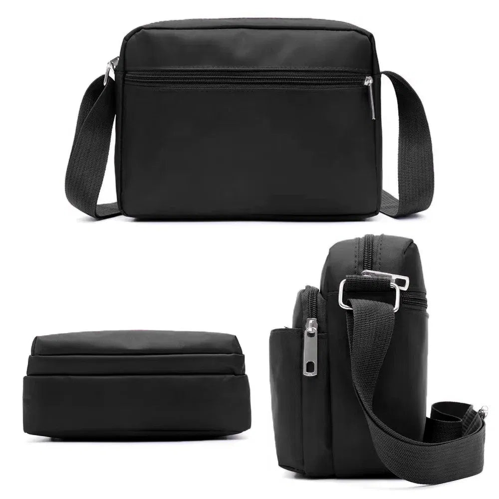 Color: Red - New Fashion Multi-layer Travel Leisure Simple Storage Bag Black Gold Letter Series Printing Pattern One Shoulder Crossbody Bag