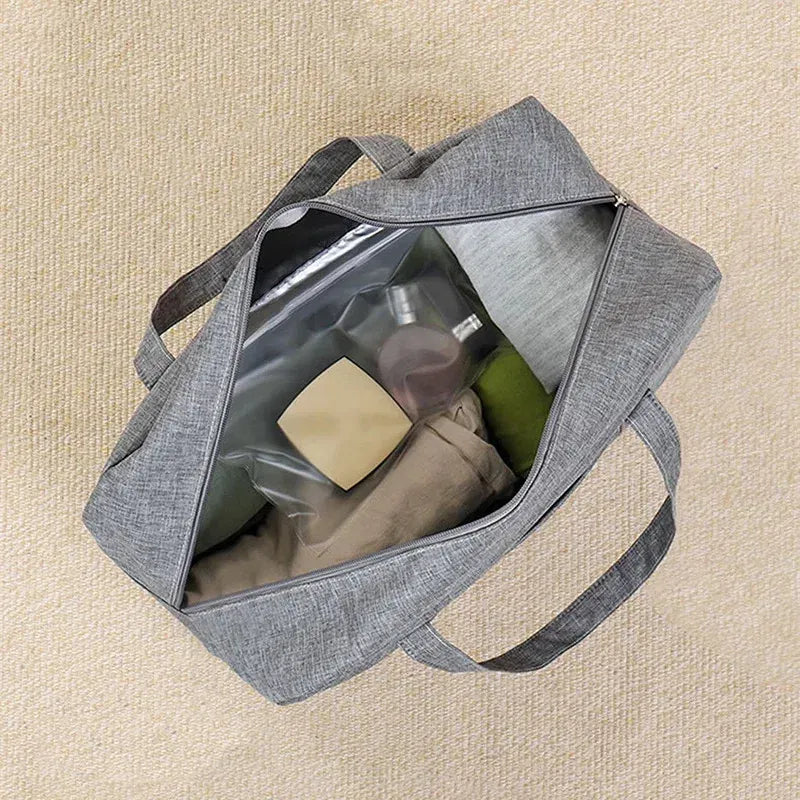 Color: black - Double-Layer Waterproof Travel Bag for Gym & Swimming -Portable Handheld Dry/Wet Separation Cosmetic Toiletry Storage Unisex Bag