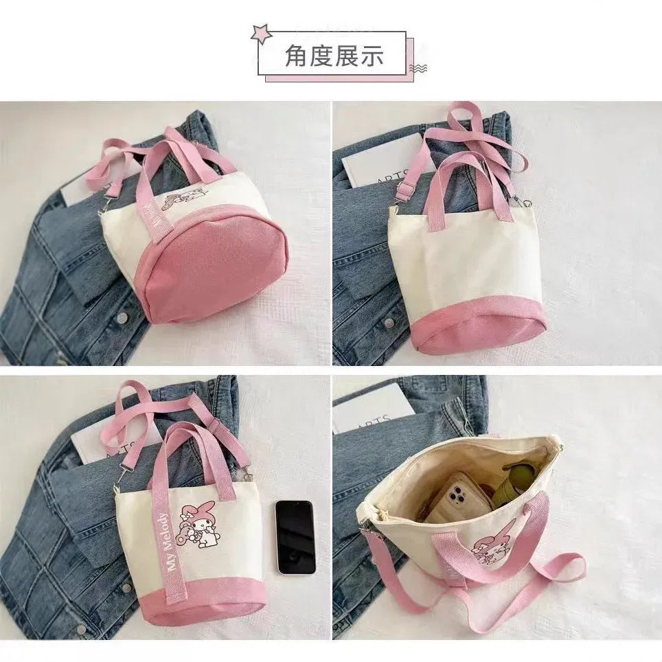 Color: SKY BLUE - Sanrio Hello Kitty Kuromi Canvas Shoulder Bag Kawaii Anime Print Lightweight Crossbody Purse for Girl