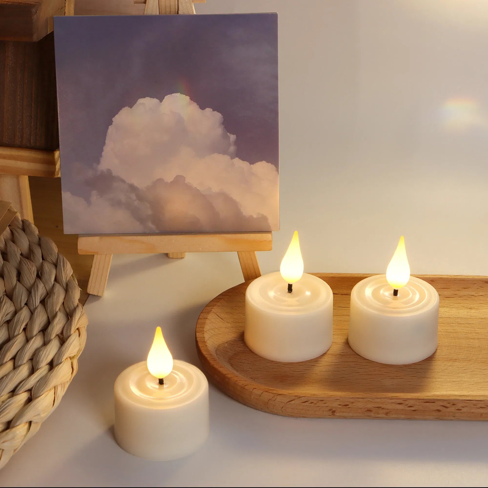 Emitting Color: Red, Plug Type: EU Plug - LED Candle Light Rechargeable Flameless Candles Timer Remote Tea Lights With Black Cups For Wedding Home Decor Christmas Lamp