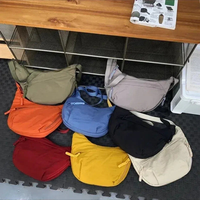 Color: GRAY - Trendy Women's Soft Cloth Shoulder Bag Solid Color Student Casual Style Big Handbags Crossbody Bags for Women Shoulder Hobos Bag