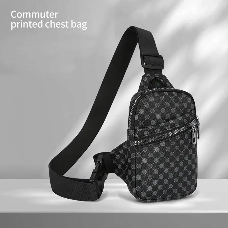 Color: Orange - VC Simple Casual Men's Mini Chest Bag Lightweight PU Leather Men Crossbody Bag Phone Sling Bags Suitable for Hiking City Walk
