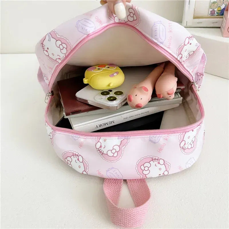 Color: Blue, Size: 12 inches - 2025 Anime Cartoon Kuromi Melody Cinnamoroll Backpack Boys Girls Cartoon Hello Kitty Kawaii Canvas Fashion Children's Schoolbag
