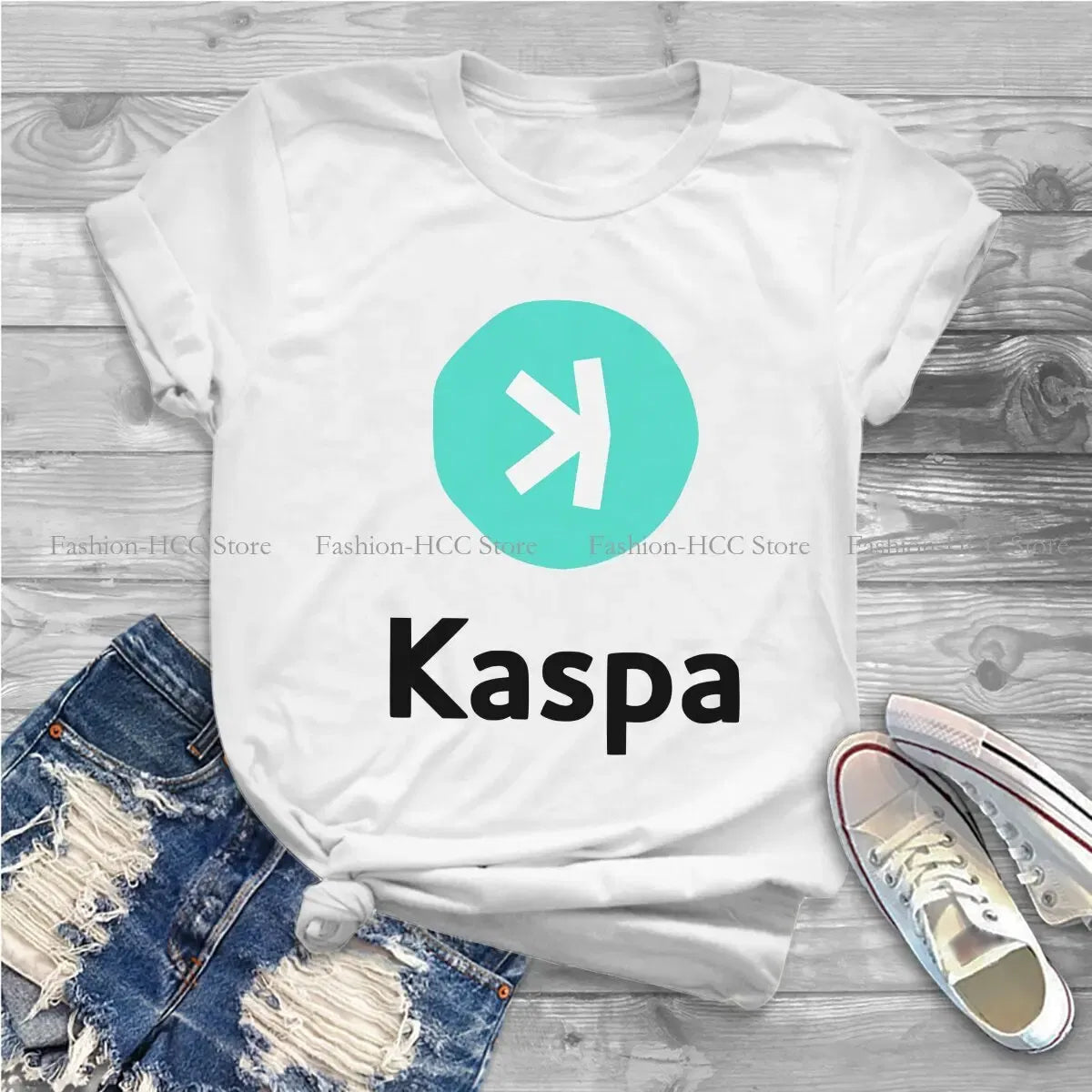 Color: WHITE, Size: M - Kaspa Kas Special Polyester TShirt Bitcoin Top Quality New Design Gift Clothes  T Shirt Stuff