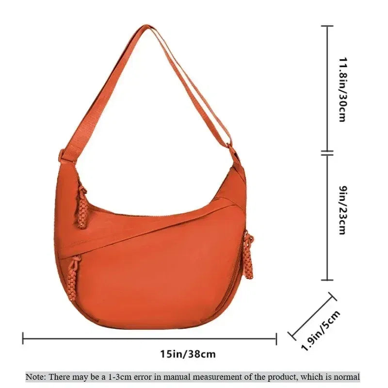 Color: GRAY - Trendy Women's Soft Cloth Shoulder Bag Solid Color Student Casual Style Big Handbags Crossbody Bags for Women Shoulder Hobos Bag