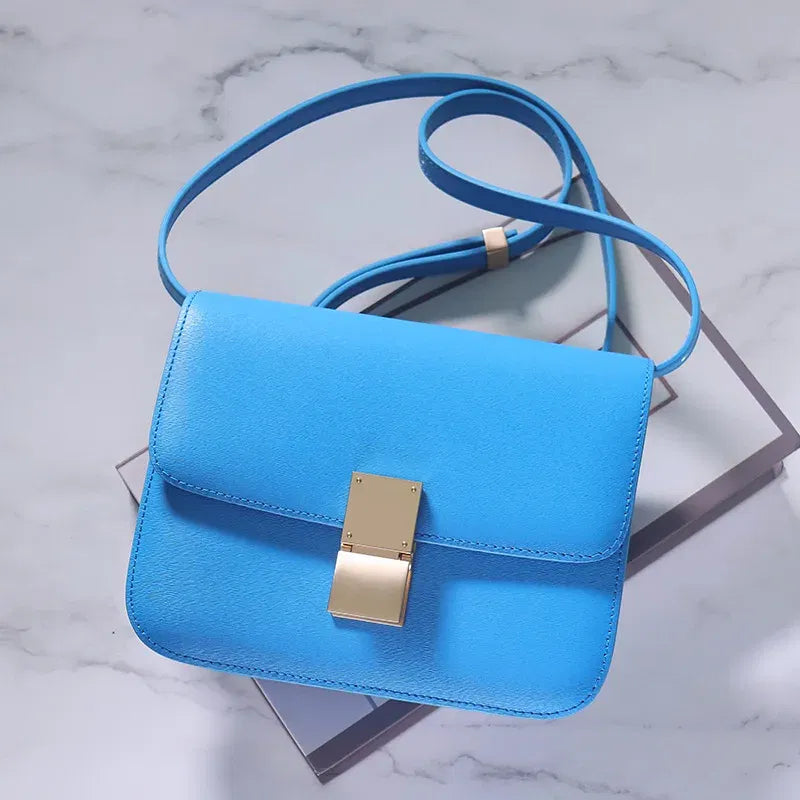 Color: Dark Khaki, Size: S - Factory Genuine Leather Ladies Tofu Bag Luxury Design Handbag Purse Small Shoulder Brand Bag Purple Crossbody Bag for Women 2023