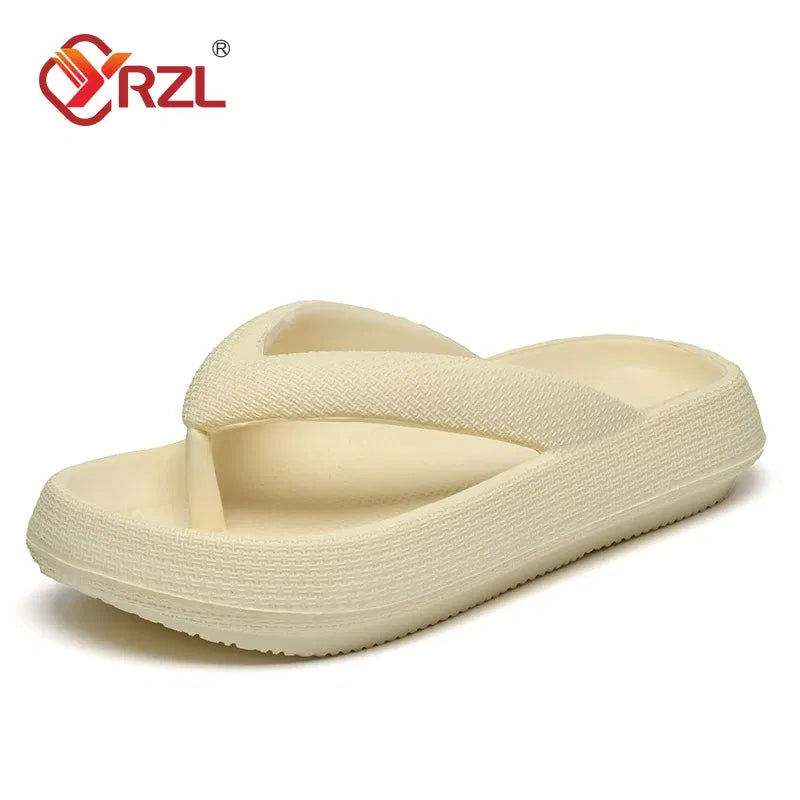 Color: Clear, Shoe Size: 42 - YRZL Flip Flops Men Soft Sole Platform 2024 Summer Beach Non Slip Women Slippers Coulple Thick Sole Bathroom Slides Sandals