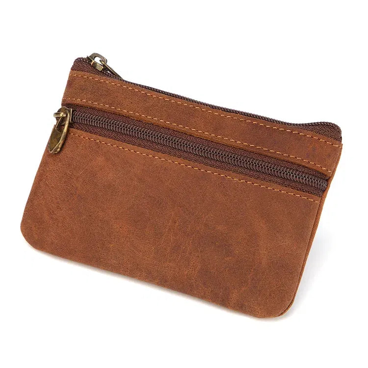 Color: SKY BLUE - New Cow Leather Men's And Women's Change Vintage Coin Bag Headphone Purse Storage Mini Bag For Man And Woman