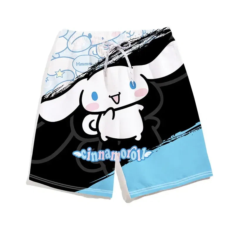 Color: Pink, Kid Size: 4T - Sanrioed Kawaii Anime Summer Kuromi Girl Home Yoga Beach Pants Leisure Quick Drying Sports Shorts Indoor Outdoor Swimming Trunks