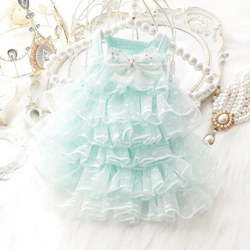 Color: WHITE, Size: XL, Ships From: CHINA - Summer Princess dog Dress for Little Small Puppies pet Animal Cat Tutu Wedding Party Skirt Clothes for Chihuahua Poodle