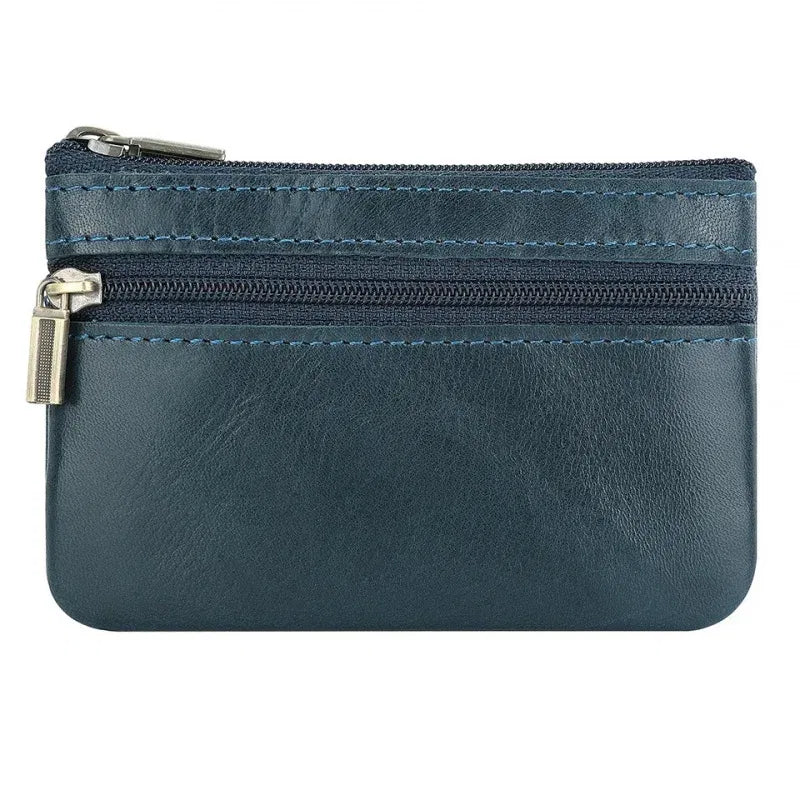 Color: SKY BLUE - New Cow Leather Men's And Women's Change Vintage Coin Bag Headphone Purse Storage Mini Bag For Man And Woman