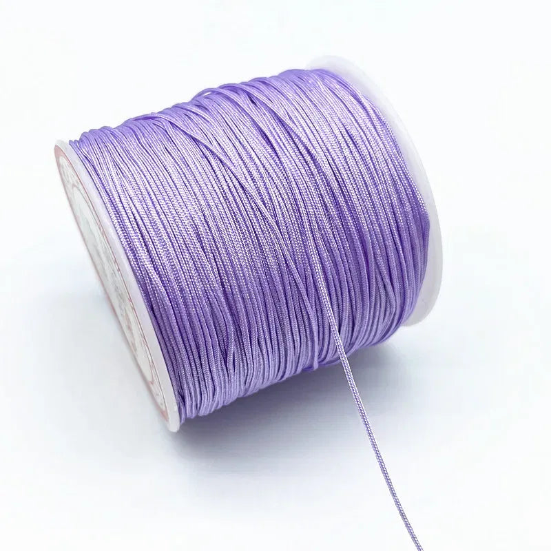 Color: Pale pinkish gray, Size: M - New 10M/lot 0.8mm 1.0mm Nylon Cord Thread Chinese Knot Macrame Cord Bracelet Braided String DIY Tassels Beading Shamballa Thread