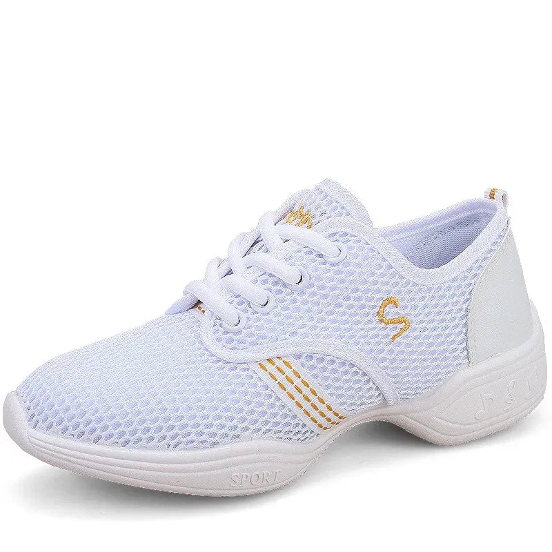 Color: Gold, Shoe Size: 38 - Lightweight Sneakers Fashion Sports Feature Soft Outsole Breathable Running Modern Dance Shoes Sneakers for Woman Practice Shoes