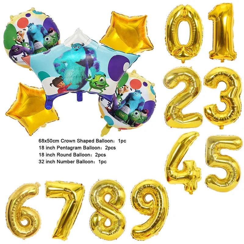 Color: Deep Sapphire, Capacity: 1500ml - Monsters University Monsters, Inc. James P. Sullivan Theme Birthday Party Decoration Crown Shaped Balloon Set Baby Shower