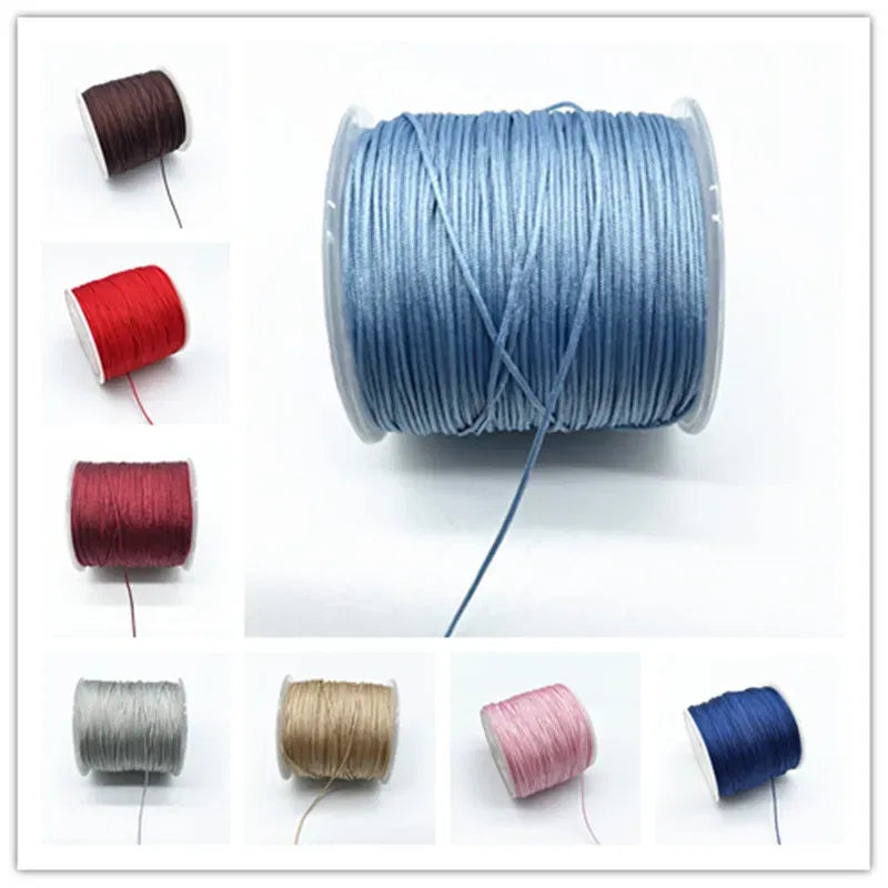 Color: Pale pinkish gray, Size: M - New 10M/lot 0.8mm 1.0mm Nylon Cord Thread Chinese Knot Macrame Cord Bracelet Braided String DIY Tassels Beading Shamballa Thread