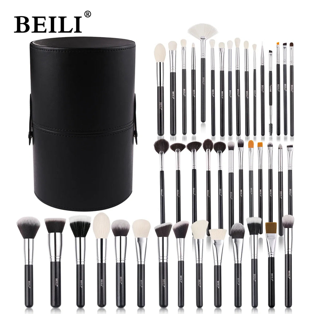 Handle Color: Green, Ships From: Poland - BEILI Makeup Brush Set with Holder 30-42Pcs Professional Foundation Powder Blush Eyeshadow Blending Brushes Kit Make Up Tools