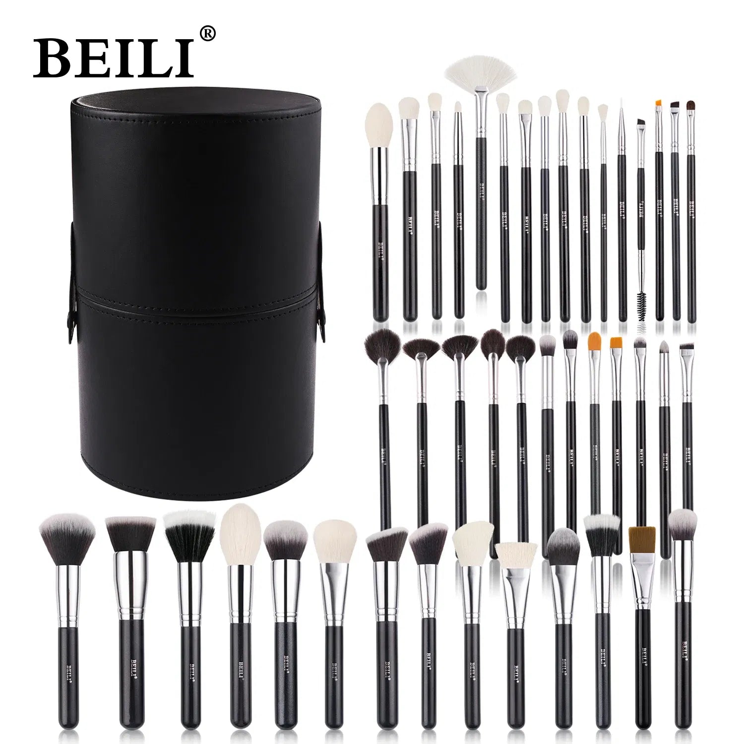 Handle Color: Green, Ships From: Poland - BEILI Makeup Brush Set with Holder 30-42Pcs Professional Foundation Powder Blush Eyeshadow Blending Brushes Kit Make Up Tools