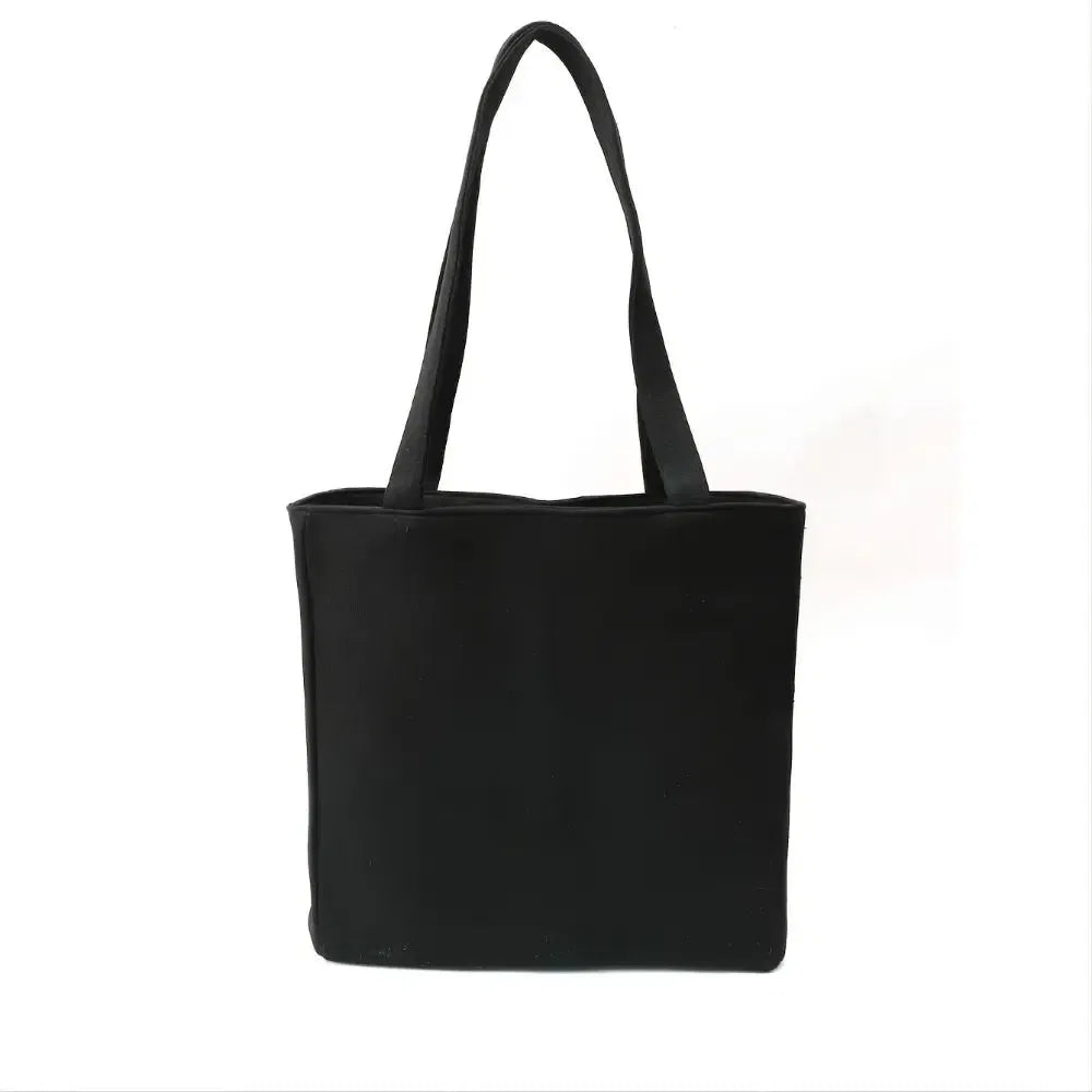 Color: Black - Ethnic Style Women Shoulder Bag Casual Canvas Large Capacity Embroidered Tote Bag Handbag Colorful Shopping Bag