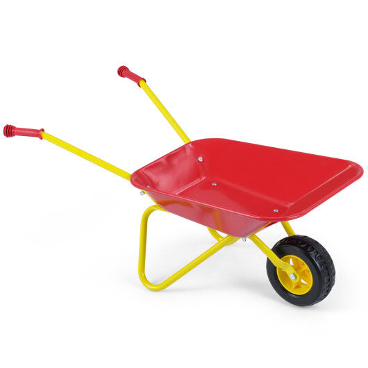 Kids Wheelbarrow with All-Terrain Wheels-Red - Color: Red