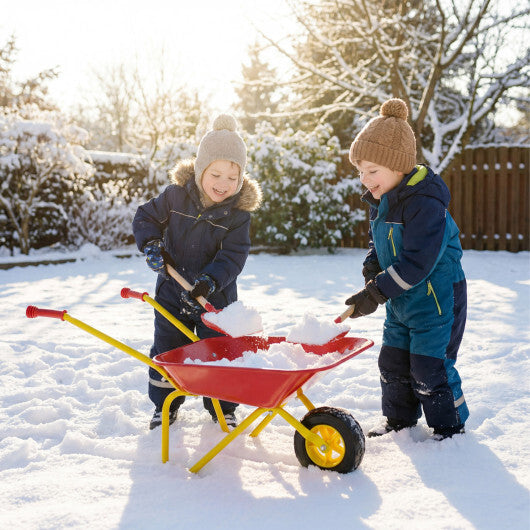 Kids Wheelbarrow with All-Terrain Wheels-Red - Color: Red