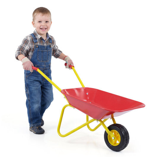Kids Wheelbarrow with All-Terrain Wheels-Red - Color: Red
