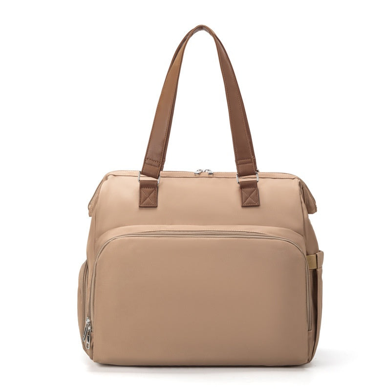 Color: Khaki No Printing - Mother And Baby Go Out Lightweight Double-shoulder Backpack Large Capacity