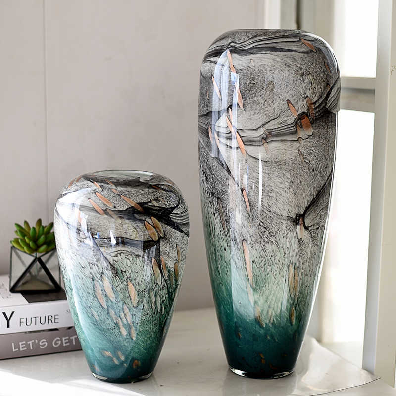 Ink Painting Glass Vase Art Ornament