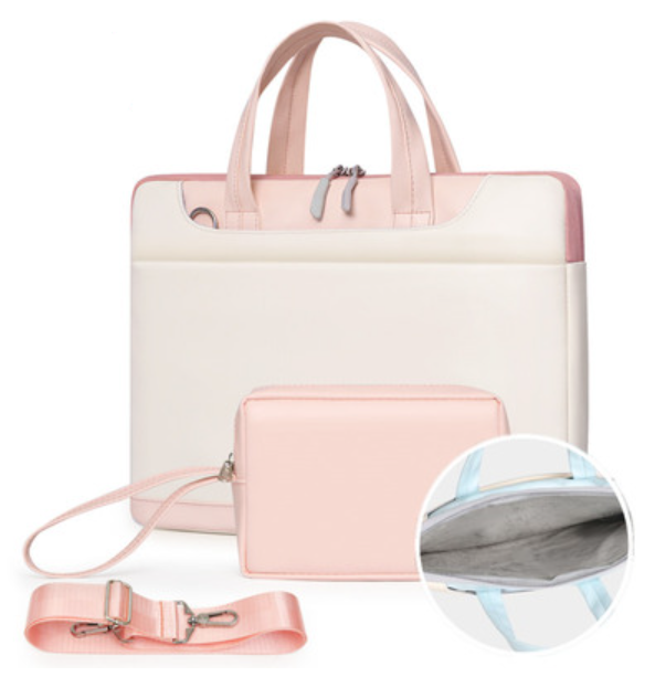 Color: Lady Powder Power pack, Size: 14inches - Leather Large Capacity Laptop Case