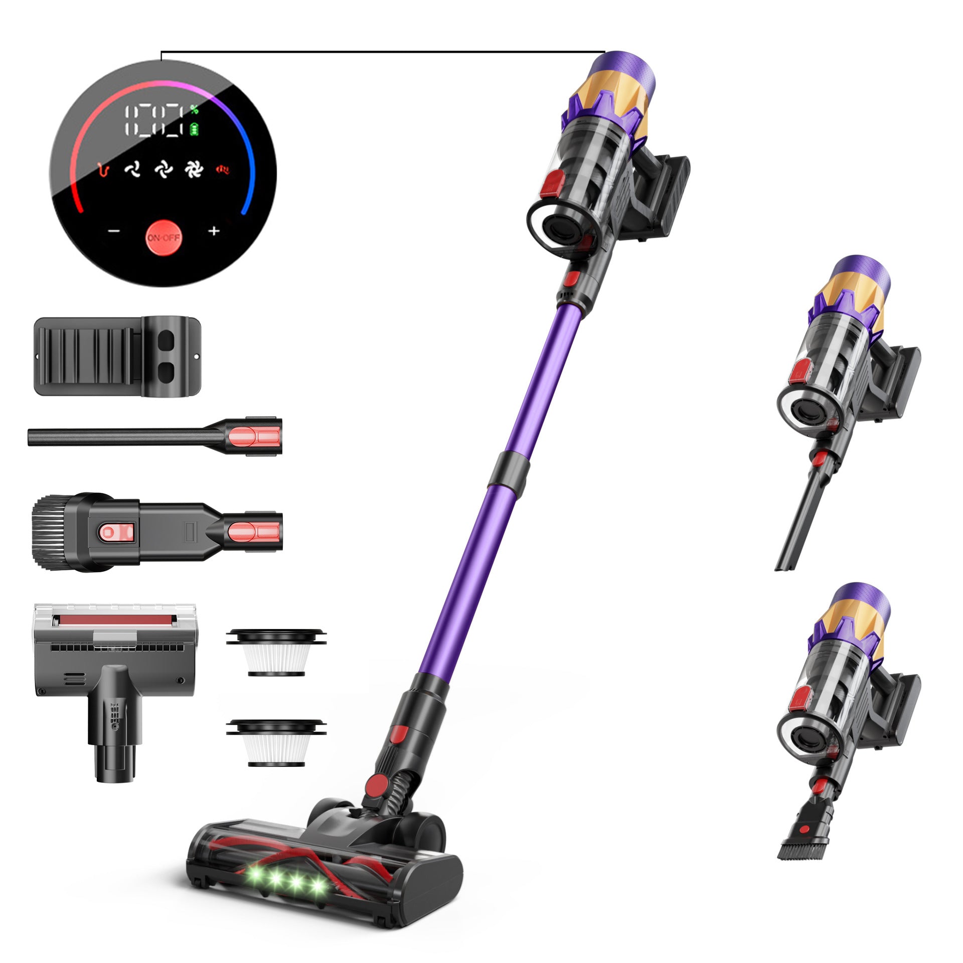 Color: V18 Purple, Product Specifications: Conventional - Wireless Home Use High-Suction Handheld All-in-One Dust And Mite Remover